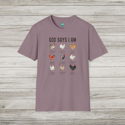 God Says I Am Softstyle T-Shirt