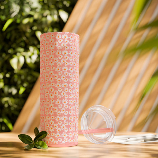 Daisy Skinny Tumbler with Straw, 20oz