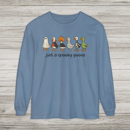 Just A Spooky Goose Comfort Colors Long Sleeve Tee