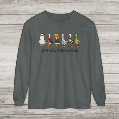 Just A Spooky Goose Comfort Colors Long Sleeve Tee
