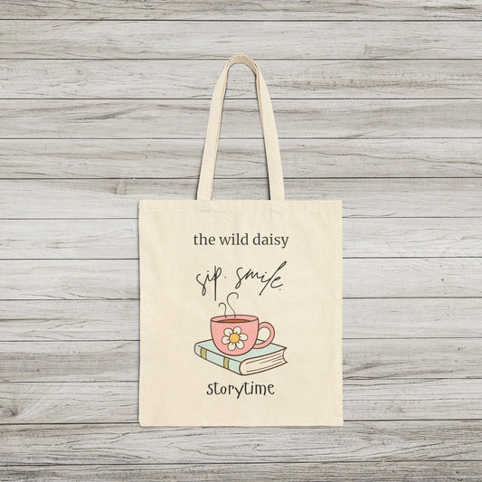 Sip. Smile. Storytime Cotton Canvas Tote Bag