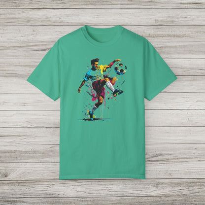 Colorful Soccer Player Garment-Dyed T-shirt