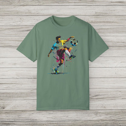 Colorful Soccer Player Garment-Dyed T-shirt