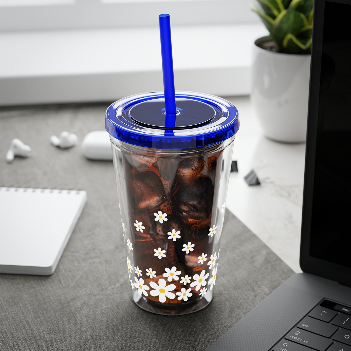 Daisy Sunsplash Tumbler with Straw, 16oz