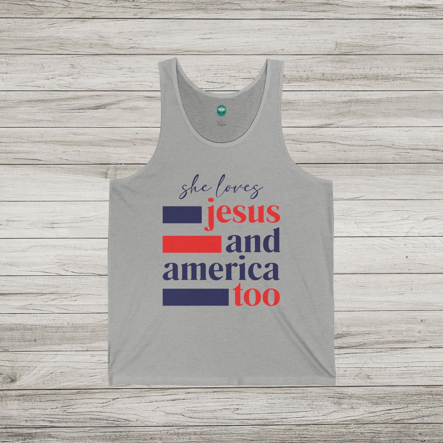 She Loves Jesus and America Too Bella Canvas Tank Top