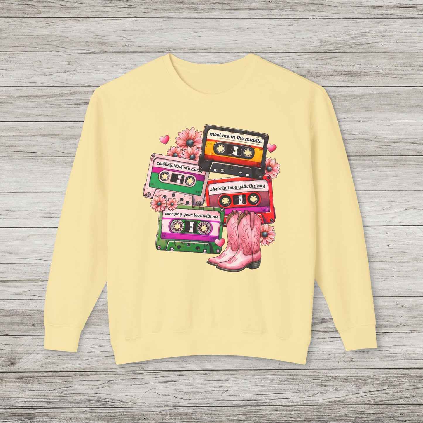 90's Country Love Songs Lightweight Crewneck Sweatshirt