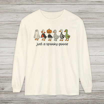 Just A Spooky Goose Comfort Colors Long Sleeve Tee