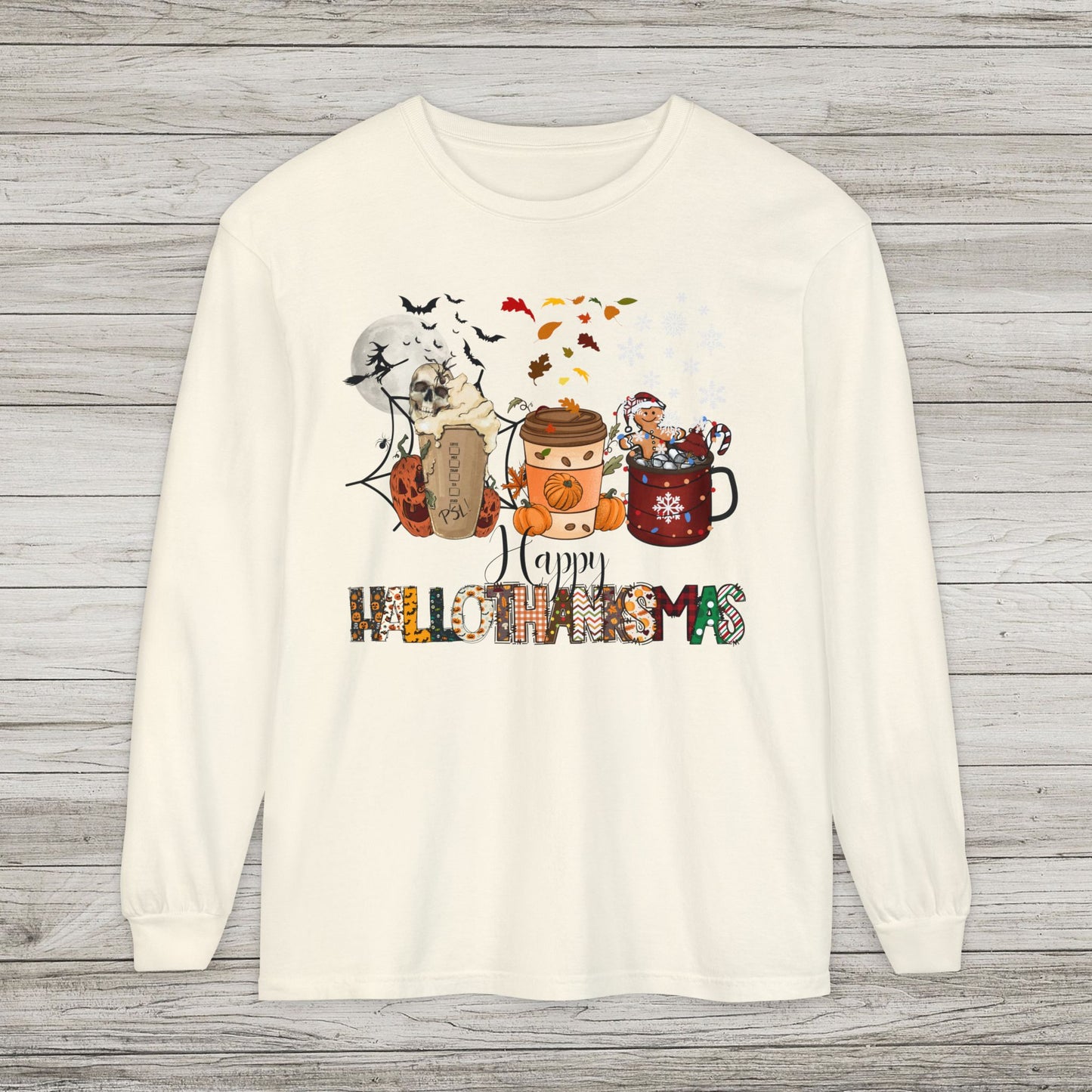 Happy HalloThanksMas Comfort Colors Long Sleeve Tee