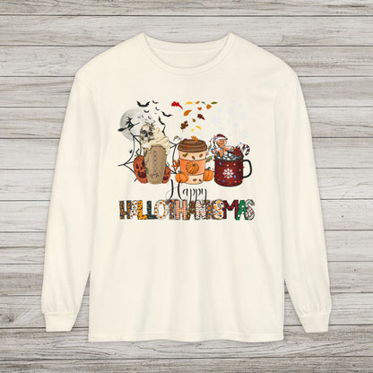 Happy HalloThanksMas Comfort Colors Long Sleeve Tee