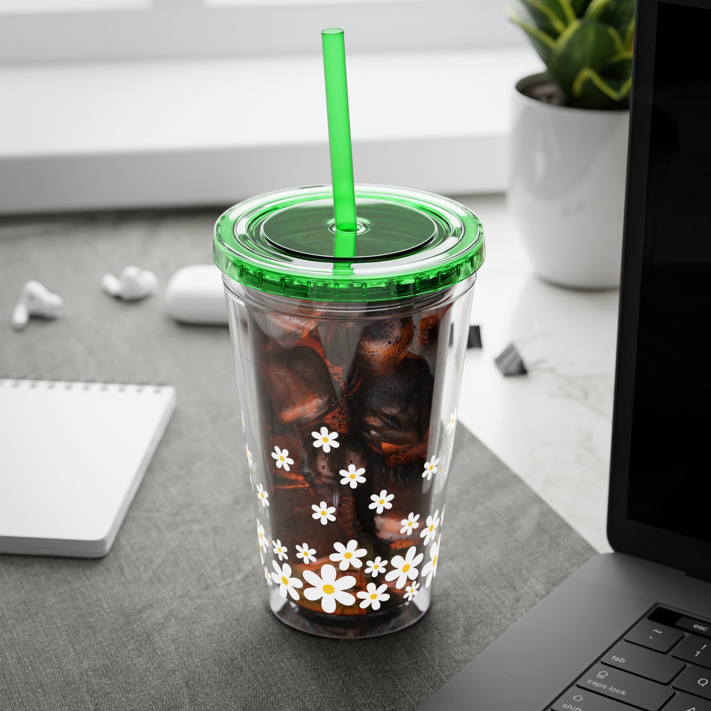 Daisy Sunsplash Tumbler with Straw, 16oz
