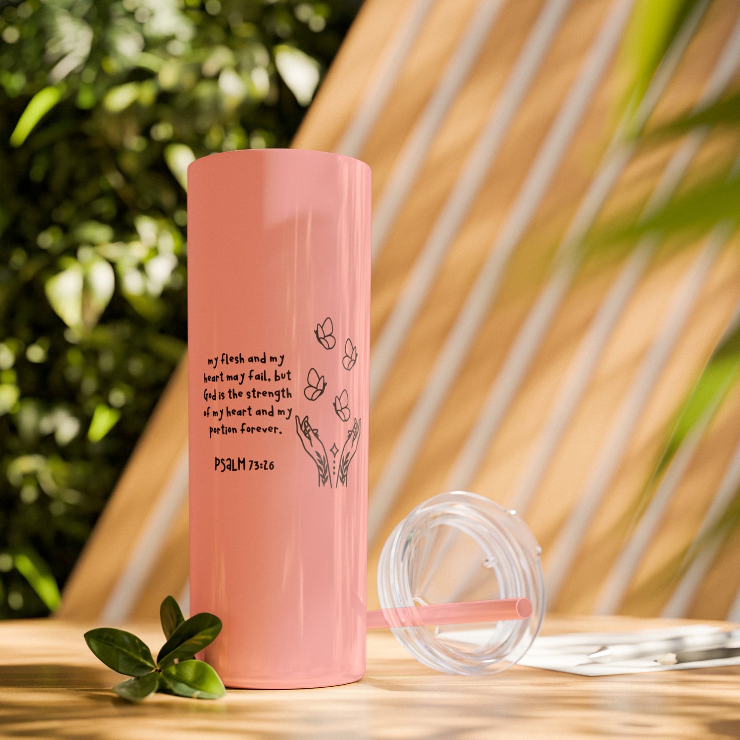 God Is My Portion Forever Skinny Tumbler with Straw