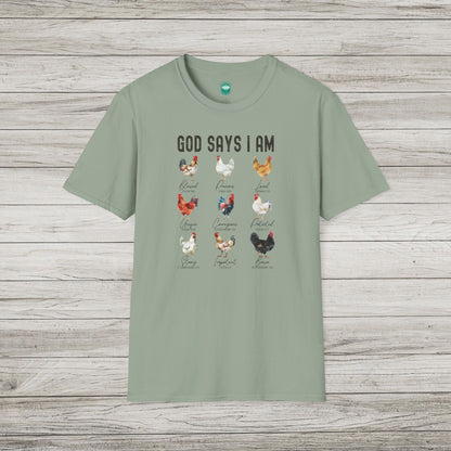 God Says I Am Softstyle T-Shirt