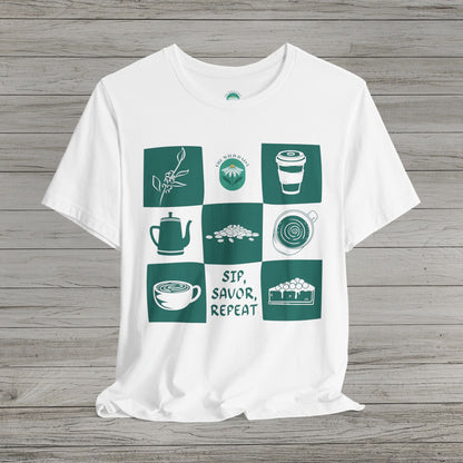 Sip Savor Repeat Jersey Short Sleeve Tee