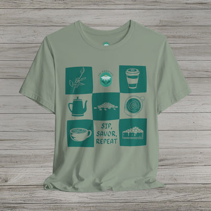 Sip Savor Repeat Jersey Short Sleeve Tee