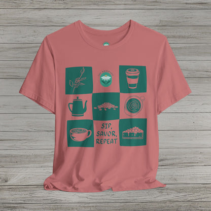 Sip Savor Repeat Jersey Short Sleeve Tee