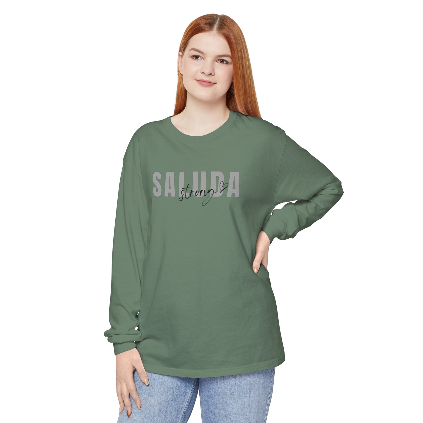 Saluda Strong w Heart Garment-dyed Long Sleeve T-Shirt