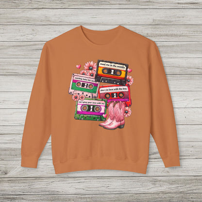 90's Country Love Songs Lightweight Crewneck Sweatshirt