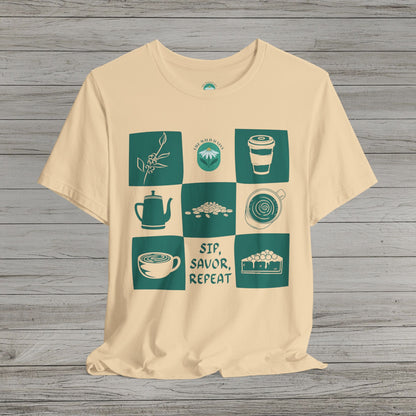 Sip Savor Repeat Jersey Short Sleeve Tee