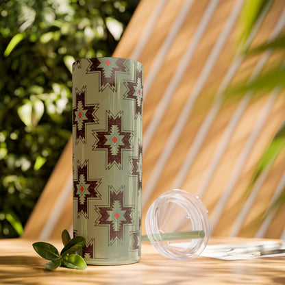 Western Aztec 20oz Skinny Tumbler with Straw