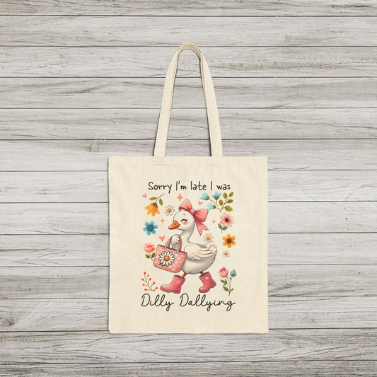 Cute Goose Dilly Dallying Canvas Tote Bag