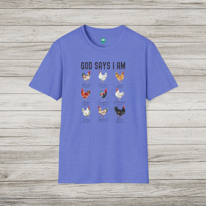 God Says I Am Softstyle T-Shirt