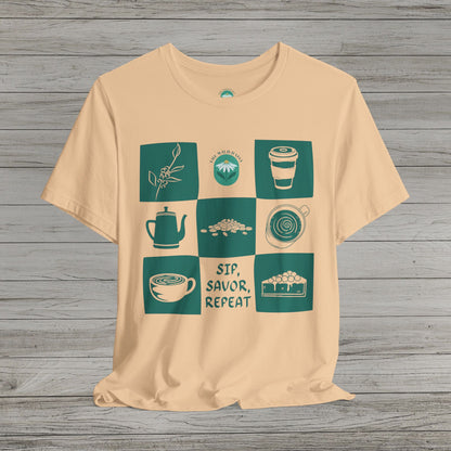 Sip Savor Repeat Jersey Short Sleeve Tee