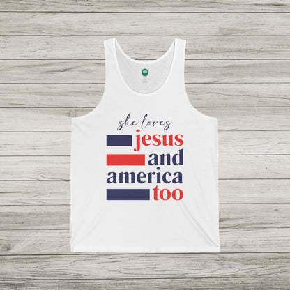She Loves Jesus and America Too Bella Canvas Tank Top