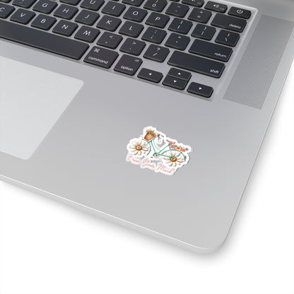 Free Your Mind Floral Bicycle Stickers - Inspiring Custom Kiss-Cut Stickers for Nature Lovers