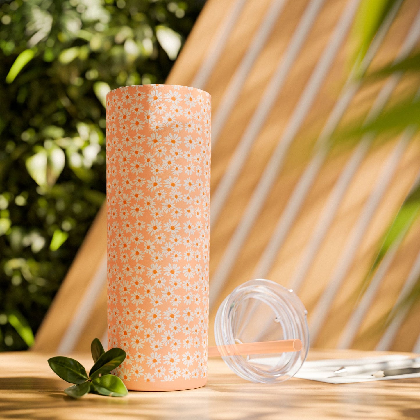 Daisy Skinny Tumbler with Straw, 20oz