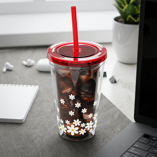 Daisy Sunsplash Tumbler with Straw, 16oz