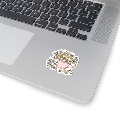 Floral Coffee Cup Kiss-Cut Stickers
