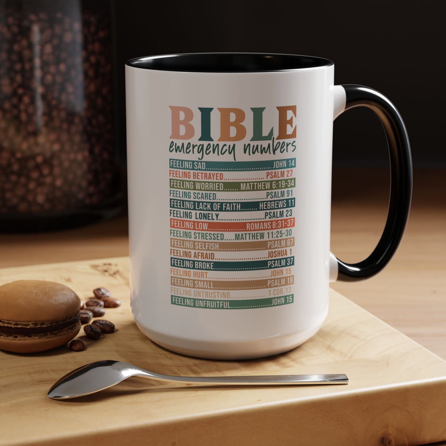 Bible Emergency Numbers Accent Coffee Mug (11, 15oz)
