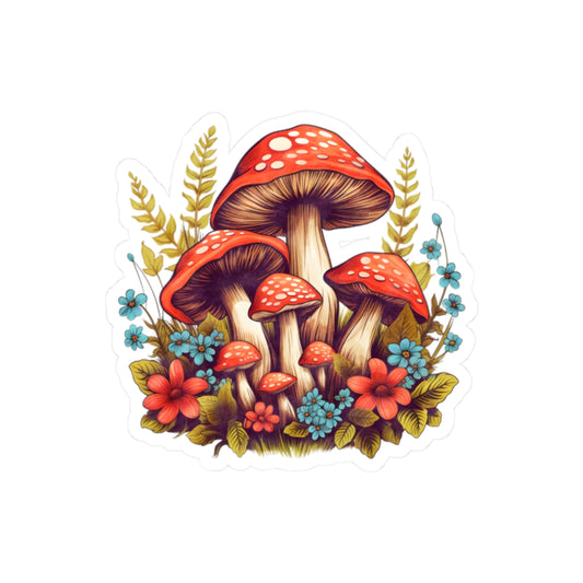 Whimsical Mushroom Kiss-Cut Stickers - Nature-Inspired Floral Design for Eco-Friendly Decor