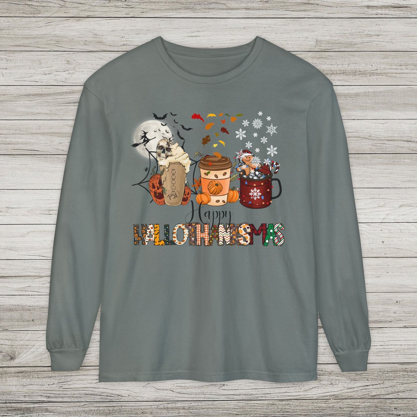 Happy HalloThanksMas Comfort Colors Long Sleeve Tee
