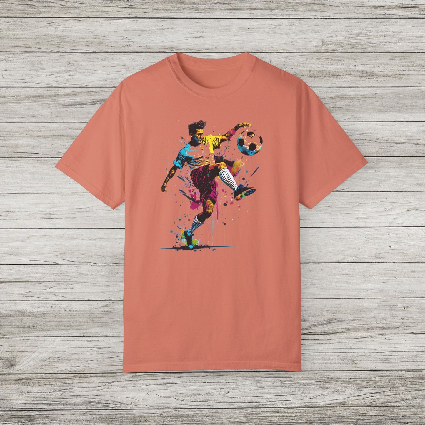 Colorful Soccer Player Garment-Dyed T-shirt