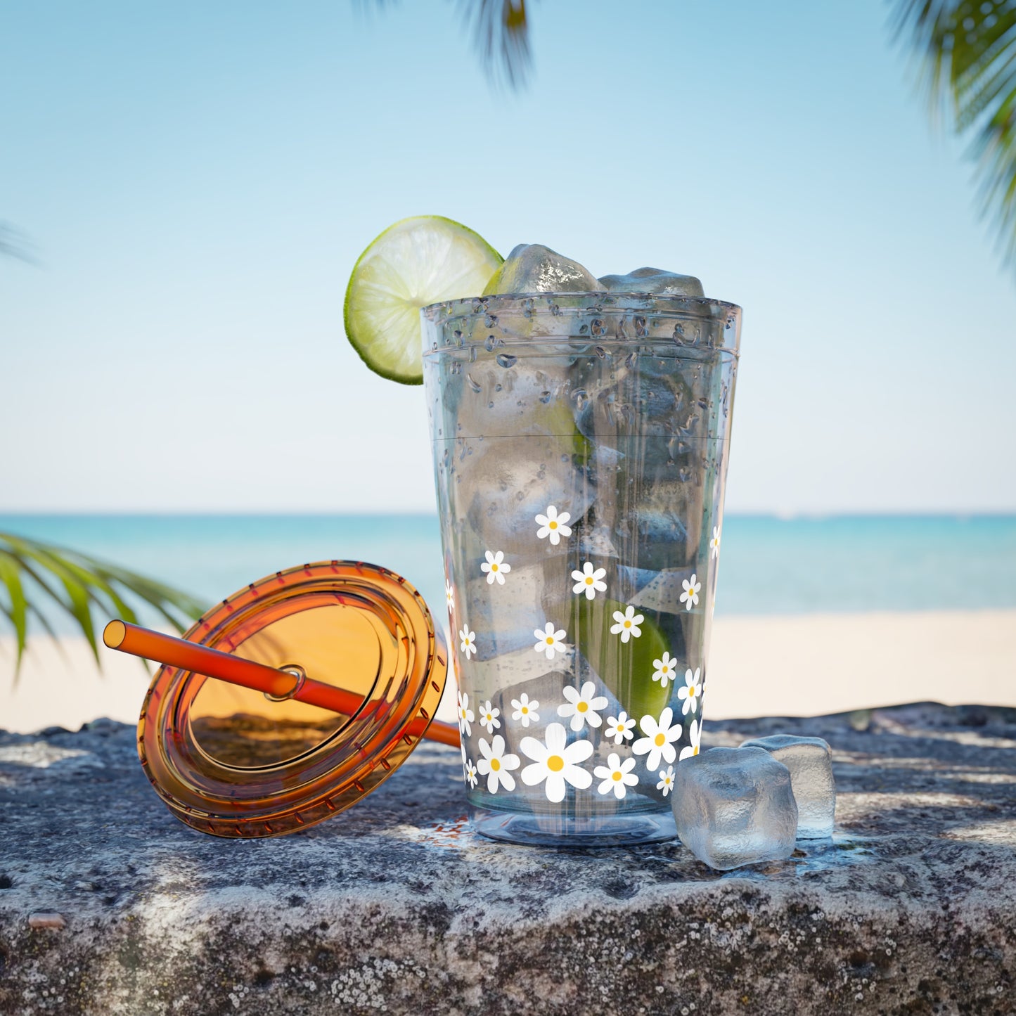 Daisy Sunsplash Tumbler with Straw, 16oz