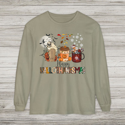 Happy HalloThanksMas Comfort Colors Long Sleeve Tee