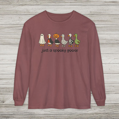Just A Spooky Goose Comfort Colors Long Sleeve Tee