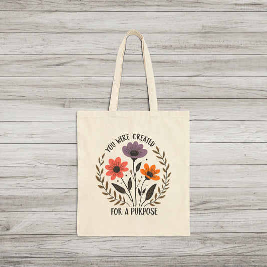 Inspirational Floral Cotton Canvas Tote Bag