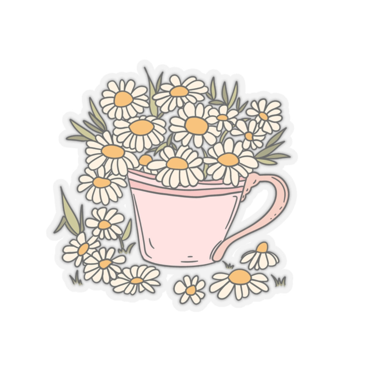 Floral Coffee Cup Kiss-Cut Stickers