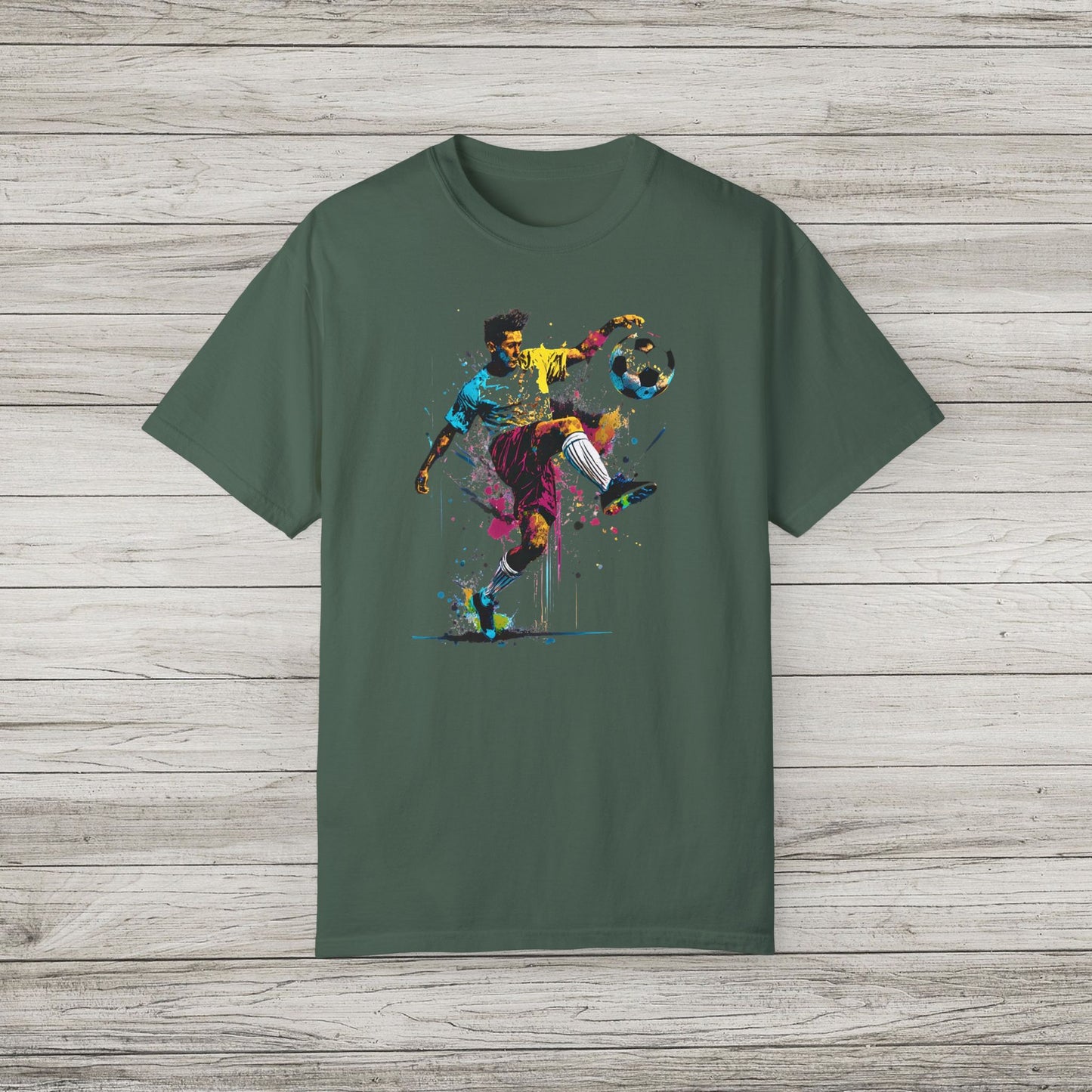 Colorful Soccer Player Garment-Dyed T-shirt