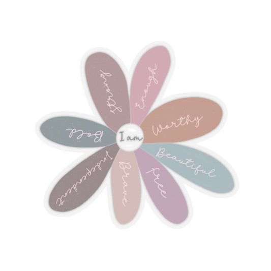 Empowering Affirmation Kiss-Cut Stickers | Self-Love Flower Design