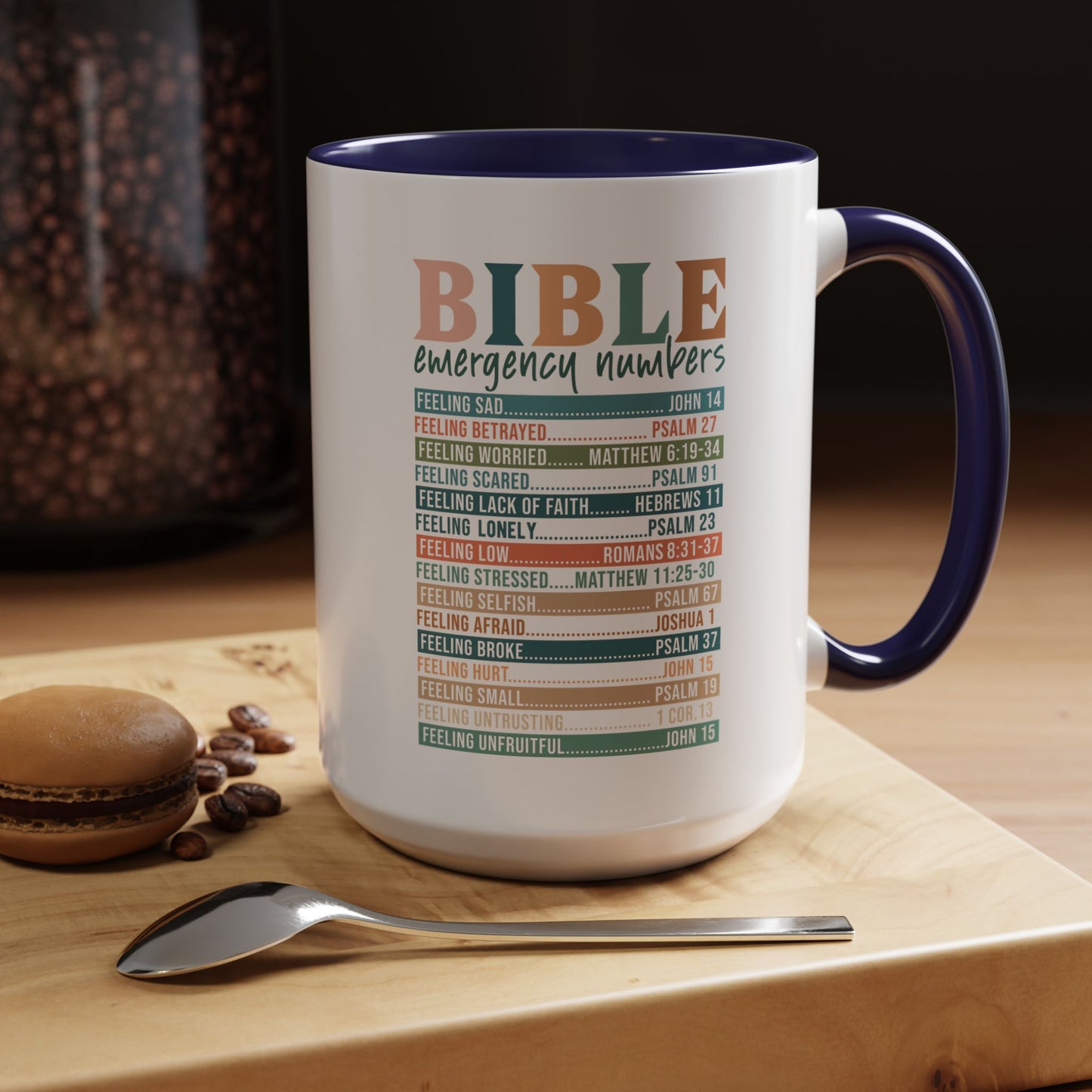 Bible Emergency Numbers Accent Coffee Mug (11, 15oz)
