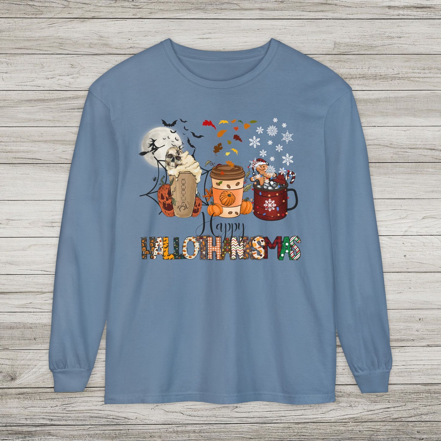 Happy HalloThanksMas Comfort Colors Long Sleeve Tee