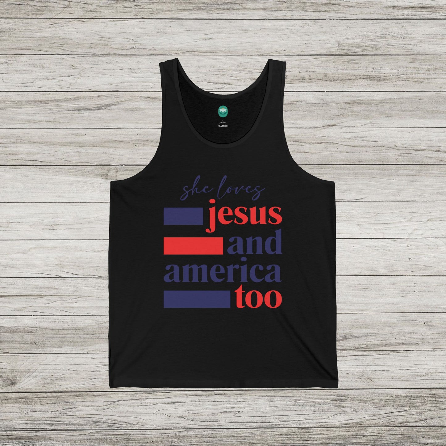 She Loves Jesus and America Too Bella Canvas Tank Top