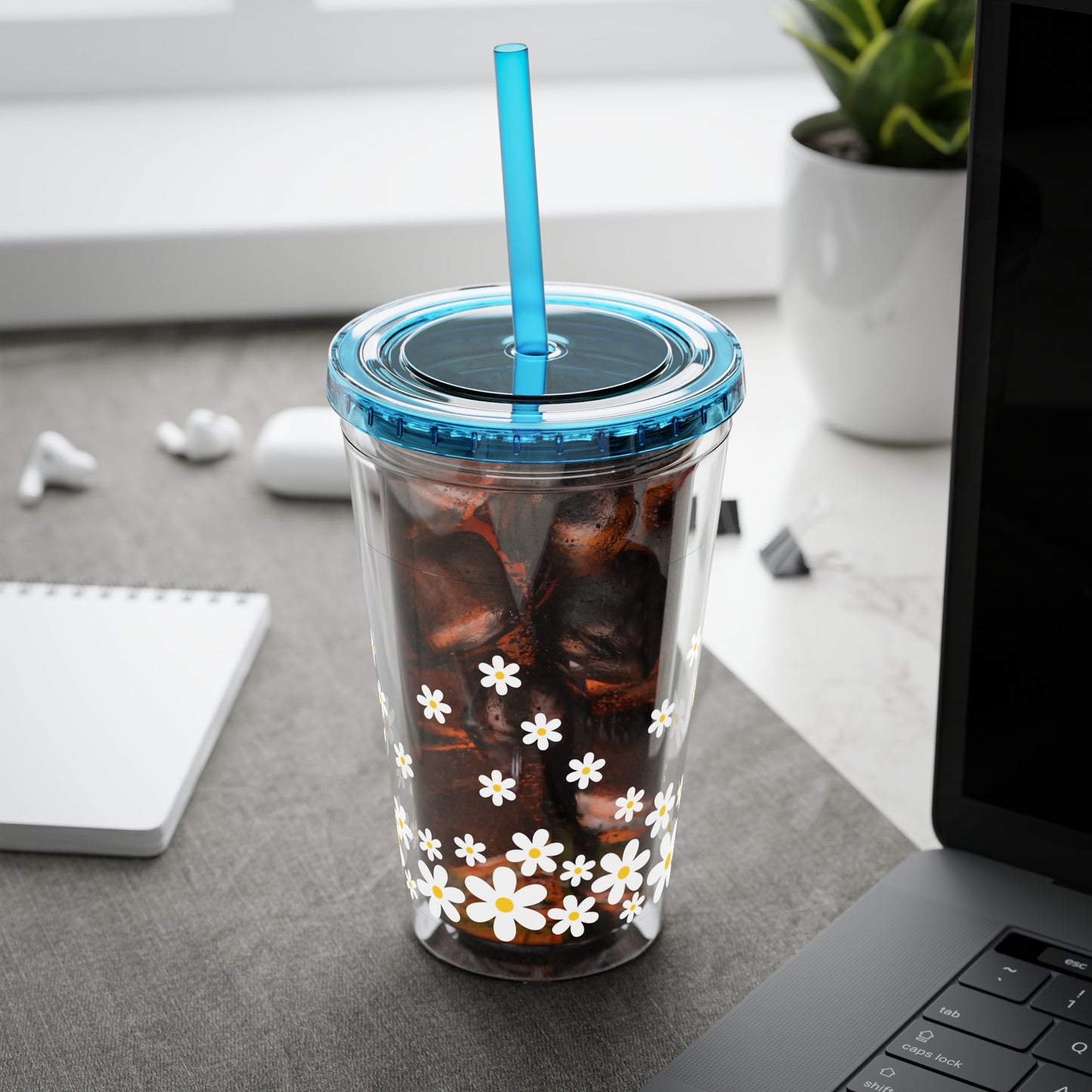 Daisy Sunsplash Tumbler with Straw, 16oz
