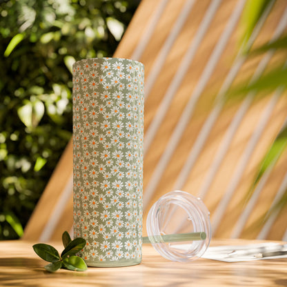 Daisy Skinny Tumbler with Straw, 20oz