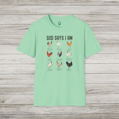 God Says I Am Softstyle T-Shirt
