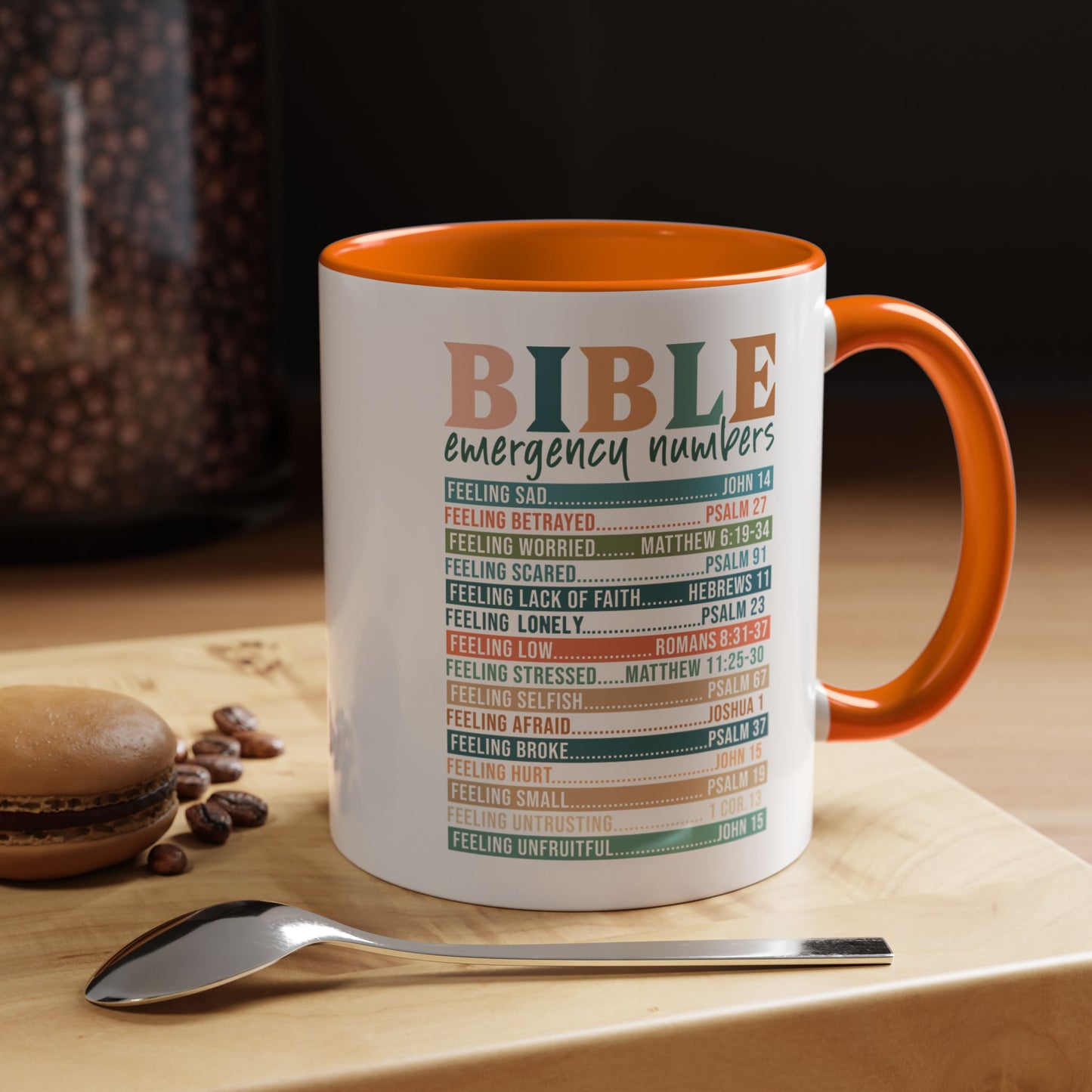 Bible Emergency Numbers Accent Coffee Mug (11, 15oz)