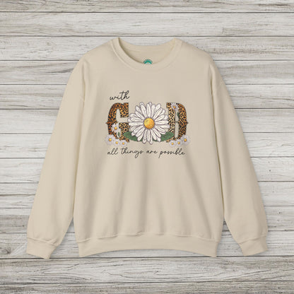 With God All Things Are Possible Heavy Blend™ Crewneck Sweatshirt